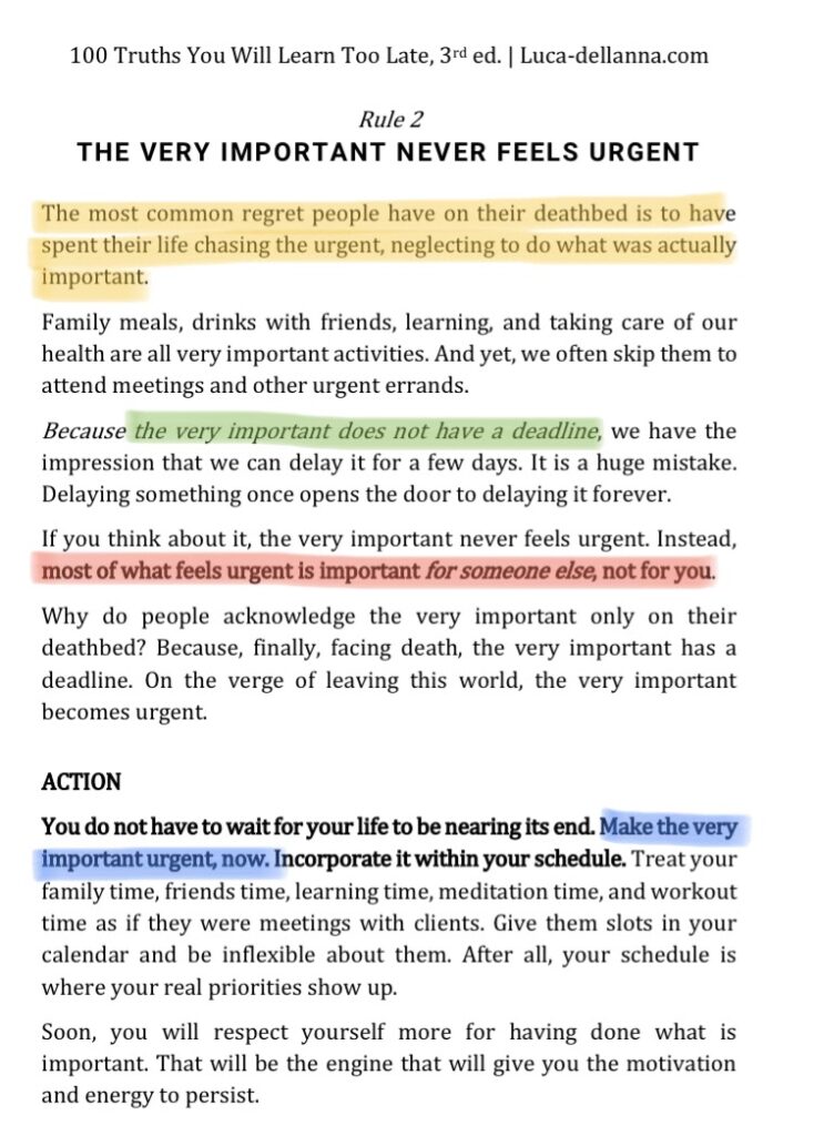 An excerpt from 100 Truths You Will Learn Too Late